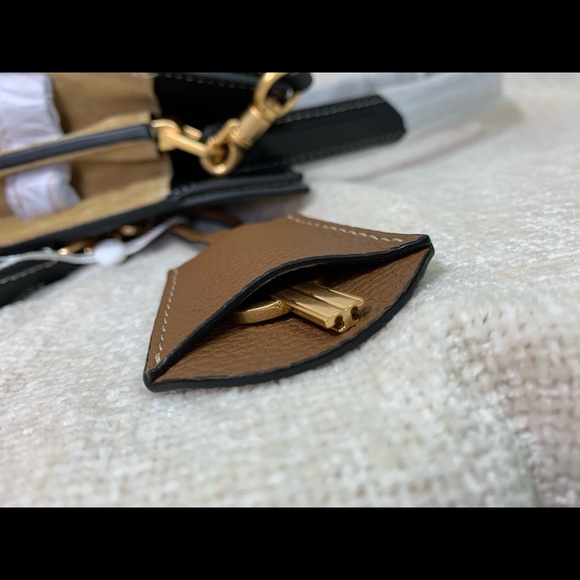 Tory Burch Lee Radziwill Double Tan Pebbled Leather Small Satchel/Shoulder Bag - Picture 13 of 16